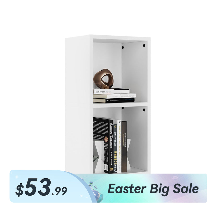 11.8" Width Tall Narrow 2-Tier Cube Bookshelf