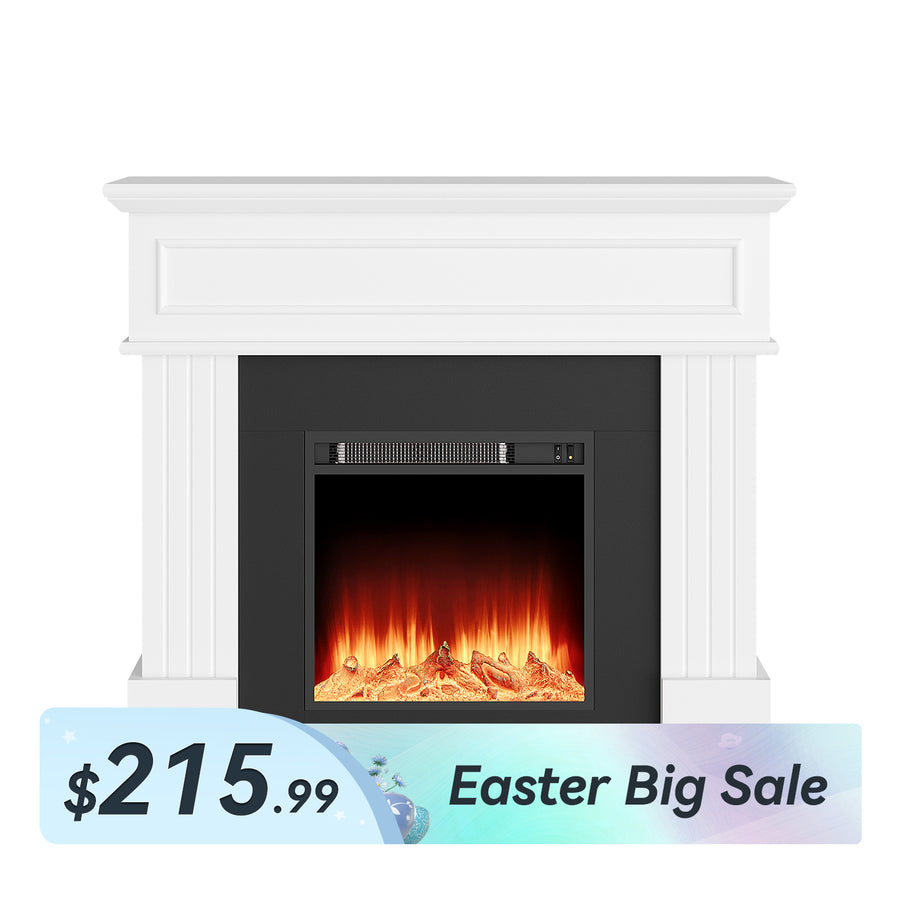 43" Fireplace TV Stand with Mantel & Heater for Living Room, Bedroom