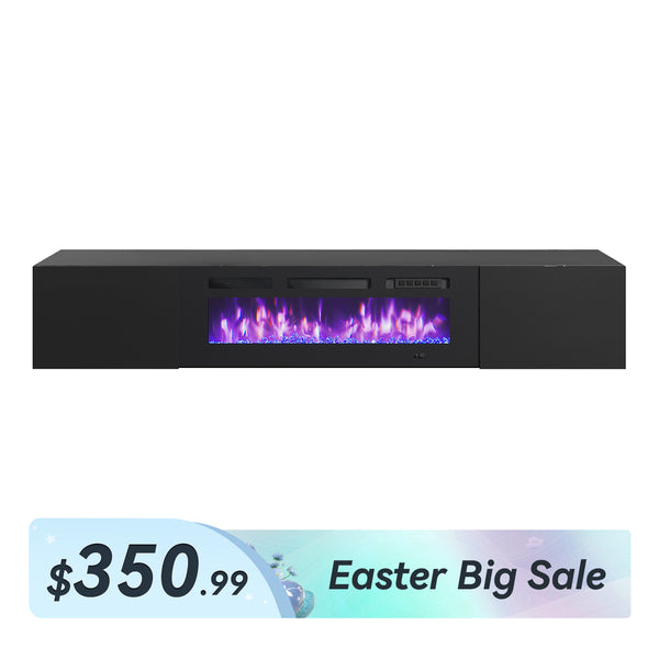 70" Floating Wall Mounted Fireplace TV Stand with Storage