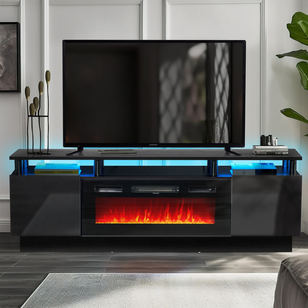 
                  
                    2 Tiers Modern High Gloss TV Stand with 750W/1500W 36" Electric Fireplace, LED TV Entertainment Center for TVs Up to 80"
                  
                