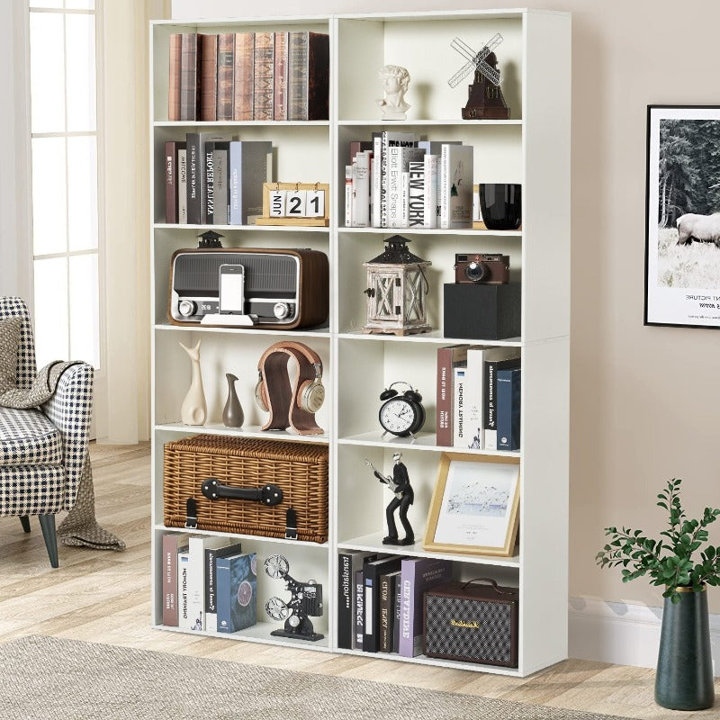 
                  
                    6 Tier Wooden Tall BookShelf, High Bookcase, 70 inch Floor Standing, White
                  
                