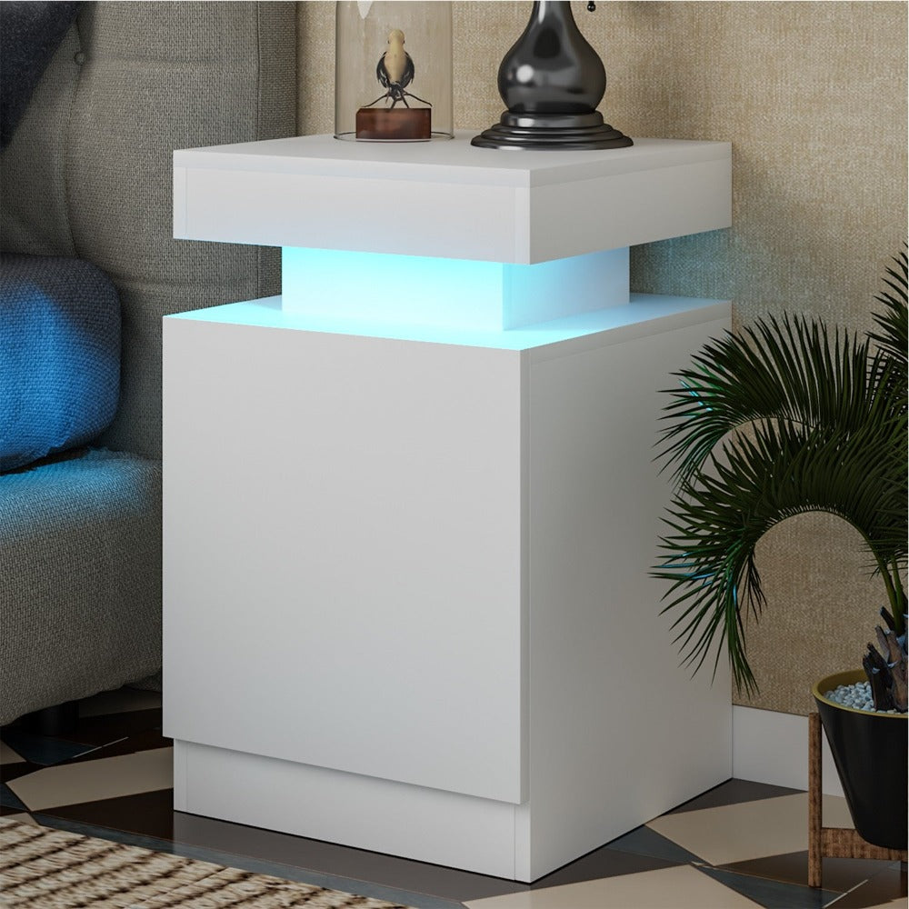 
                  
                    Morden LED Nightstand, Bedside Table with LED with Storage Cabinet, Set of 2, White
                  
                