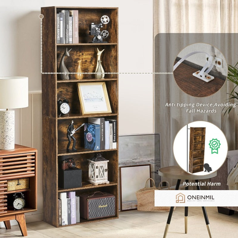
                  
                    Floor Standing 6-Story High Bookcase and Bookshelf, Brown
                  
                