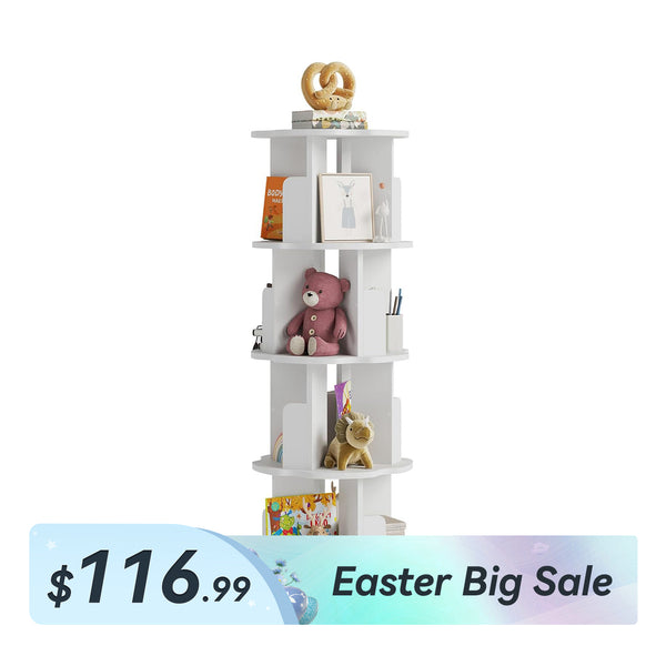17.72" width 360° Rotating Corner Bookcase for Small Space (Cloud Shape Board)