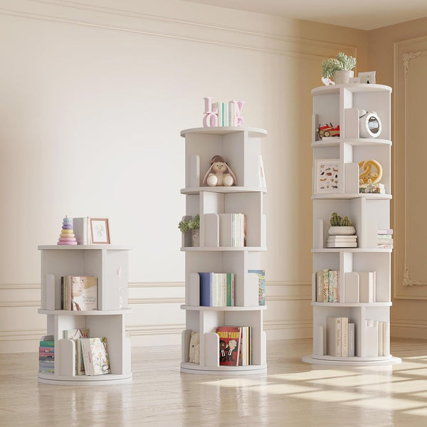 oneinmil Rotating Bookshelf, Rotating Bookcase for Small Space, 360° Corner Bookcase for Bedroom, Living Room, Study Room