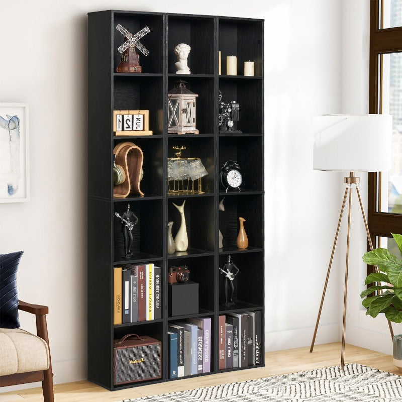 
                  
                    Tall Narrow Bookshelf, 6-Tier Cube Display Rack, Modern Corner Bookshelf with Storage Space, Storage Cabinet, Black
                  
                