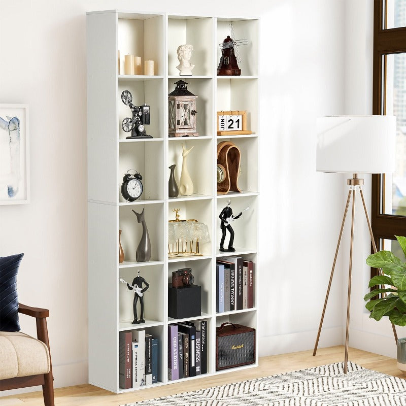 
                  
                    Tall Narrow Bookshelf, 6-Tier Cube Display Rack, Modern Corner Bookshelf with Storage Space, Storage Cabinet, White
                  
                