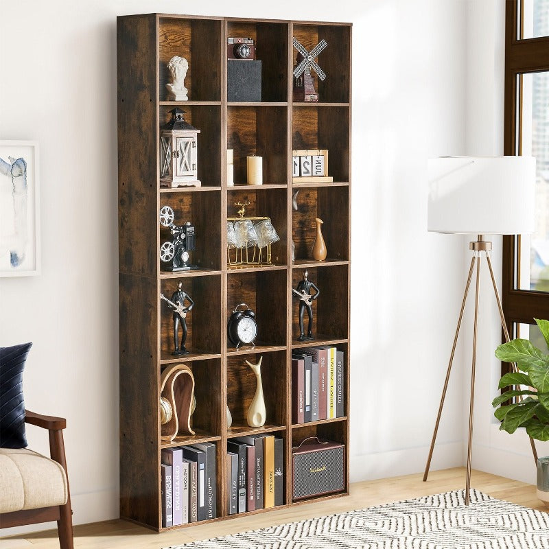 
                  
                    Tall Narrow Bookshelf, 6-Tier Cube Display Rack, Modern Corner Bookshelf with Storage Space, Storage Cabinet, Brown
                  
                