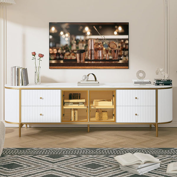 70" Luxury Modern Faux Marble Coffee Table