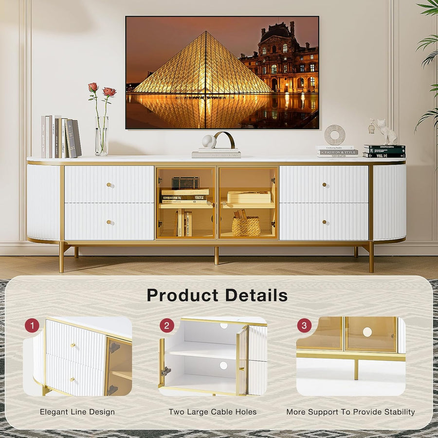 70" Luxury Modern Faux Marble Coffee Table