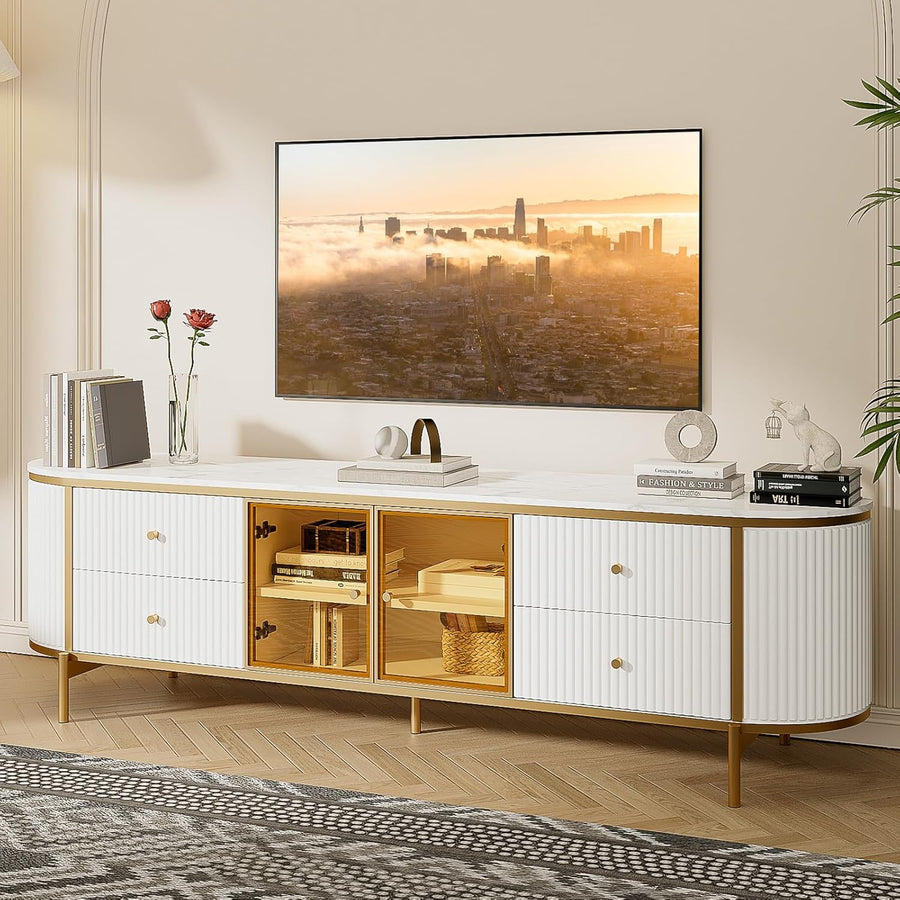 70" Luxury Modern Faux Marble Coffee Table