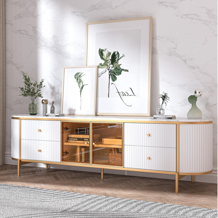 70" Luxury Modern Faux Marble Coffee Table