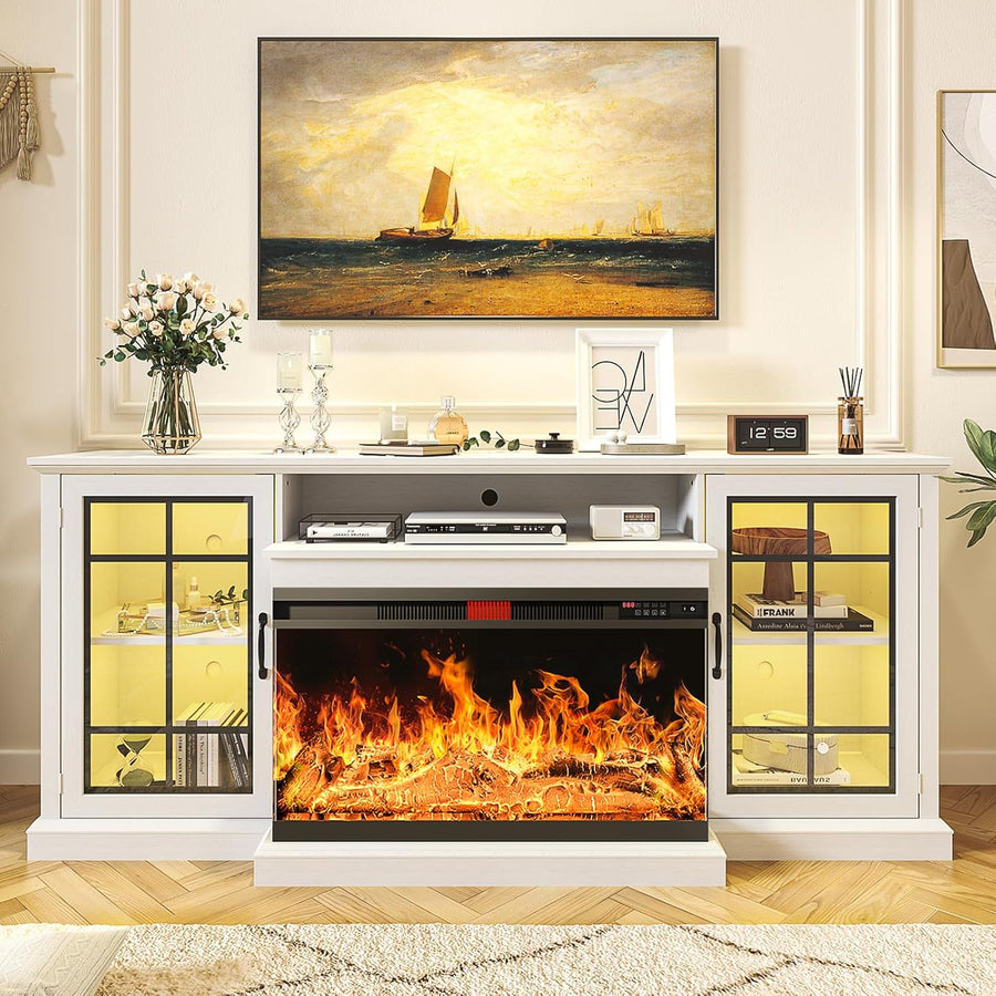 Warm Fireplace TV Stand