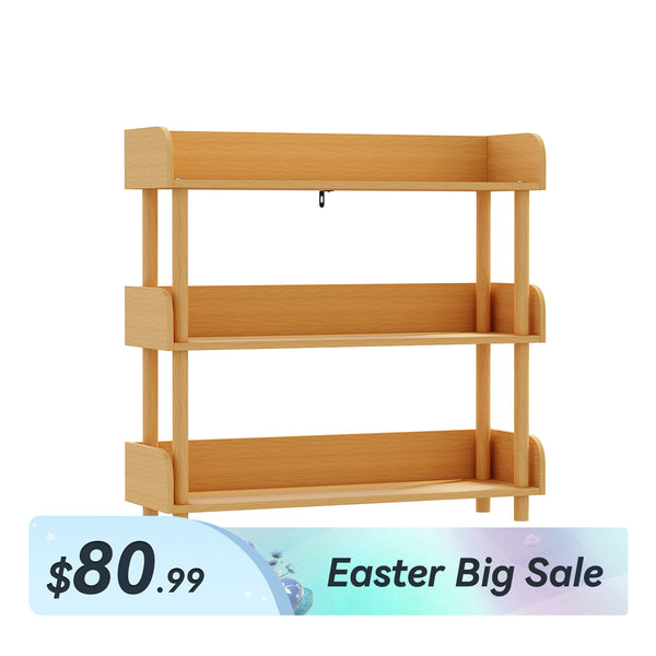 3-Tier Wooden Open Bookshelf with Standing Storage Rack