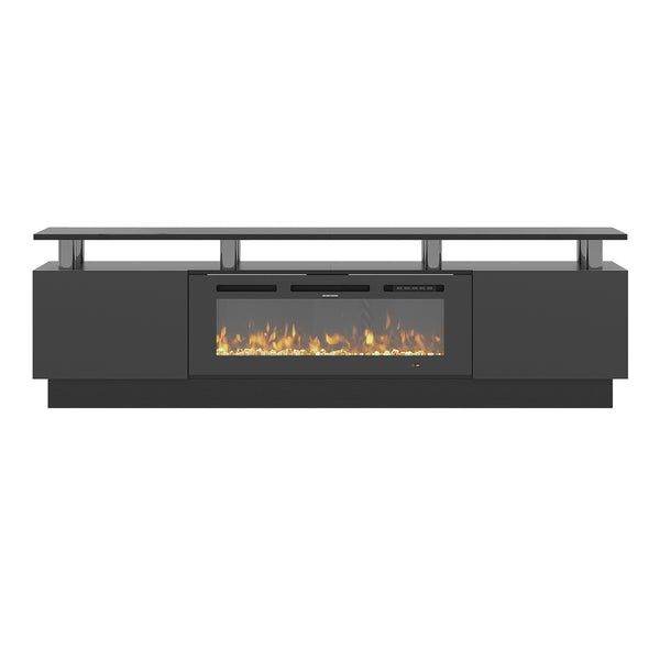 70"/80" 2 Tiers Luxury Modern High Gloss Fireplace TV Stand