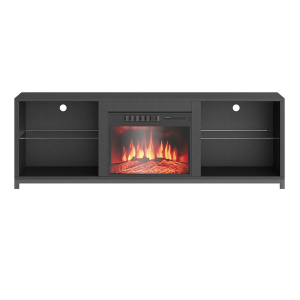 68" Modern LED  Fireplace TV Stand with Adjustable Glass Shelves
