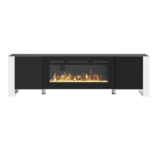 70" U-Shaped Adjustable Legs Fireplace TV Stand with Cabinet
