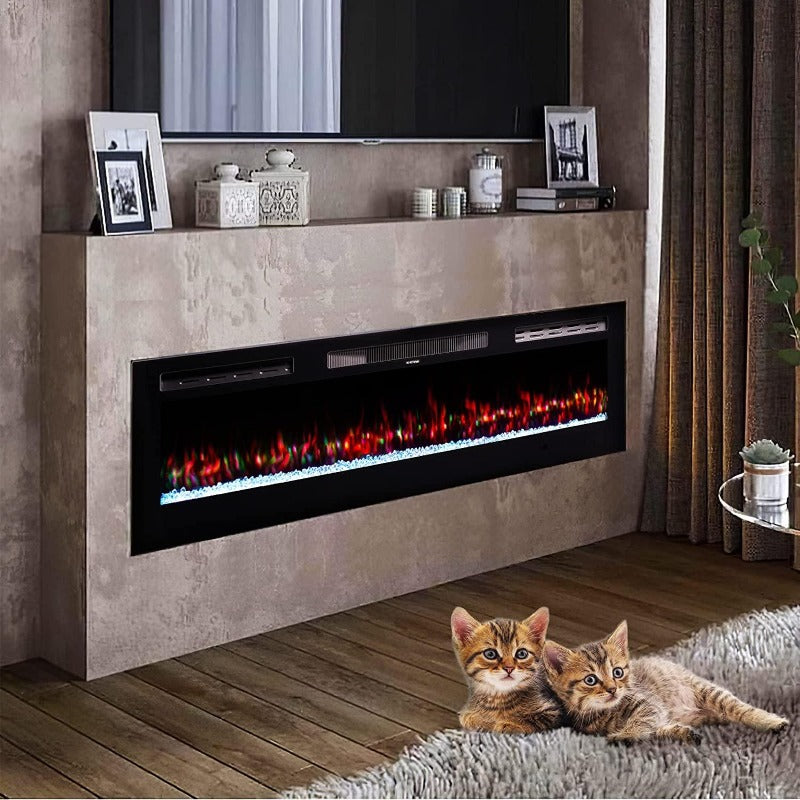 
                  
                    ONEINMIL™ 60" Electric Fireplace, Wall Mounted Recessed Electric Fireplace Insert with Remote Control and Touch Panel Control, Fireplace Heater with Adjustable Flame Color, Crystal Options, Black - ONEINMIL
                  
                