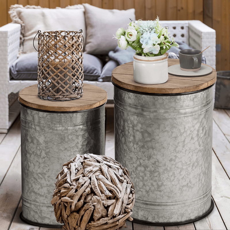 Galvanized Metal Ottoman Seat Stool Galvanized Steel End Table